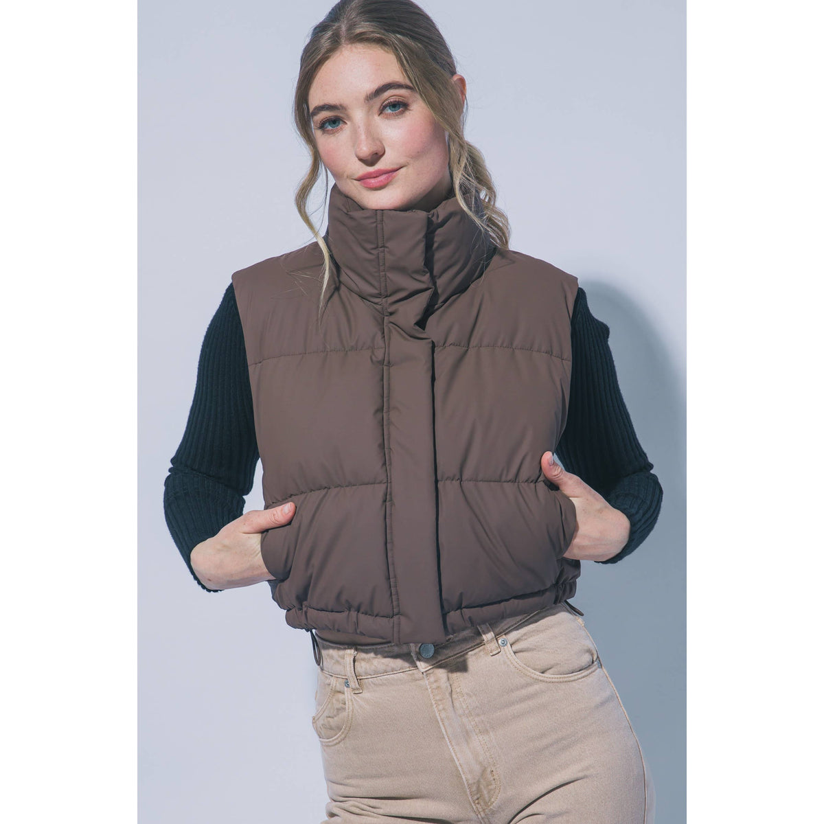 Paperdoll - High Neck Cropped Puffer Vest