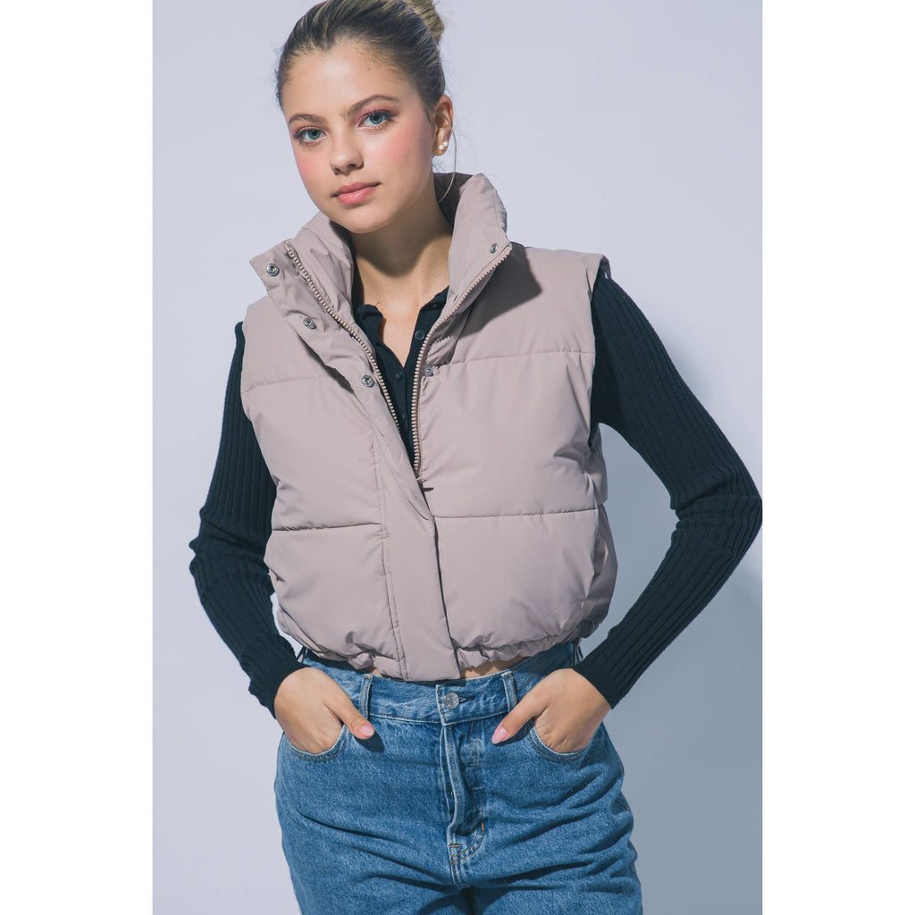 Paperdoll - High Neck Cropped Puffer Vest