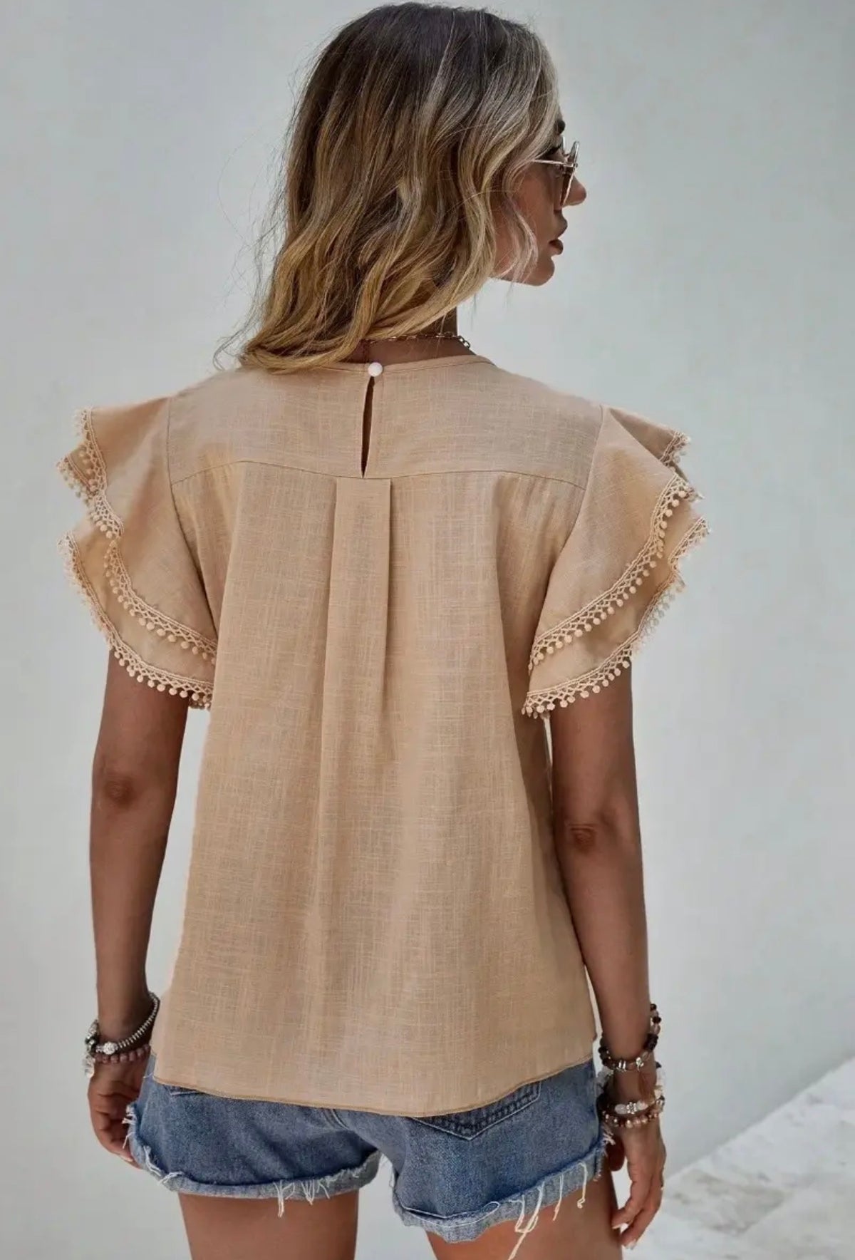 BAGGY BAT-SLEEVED SHORT-SLEEVED TOP