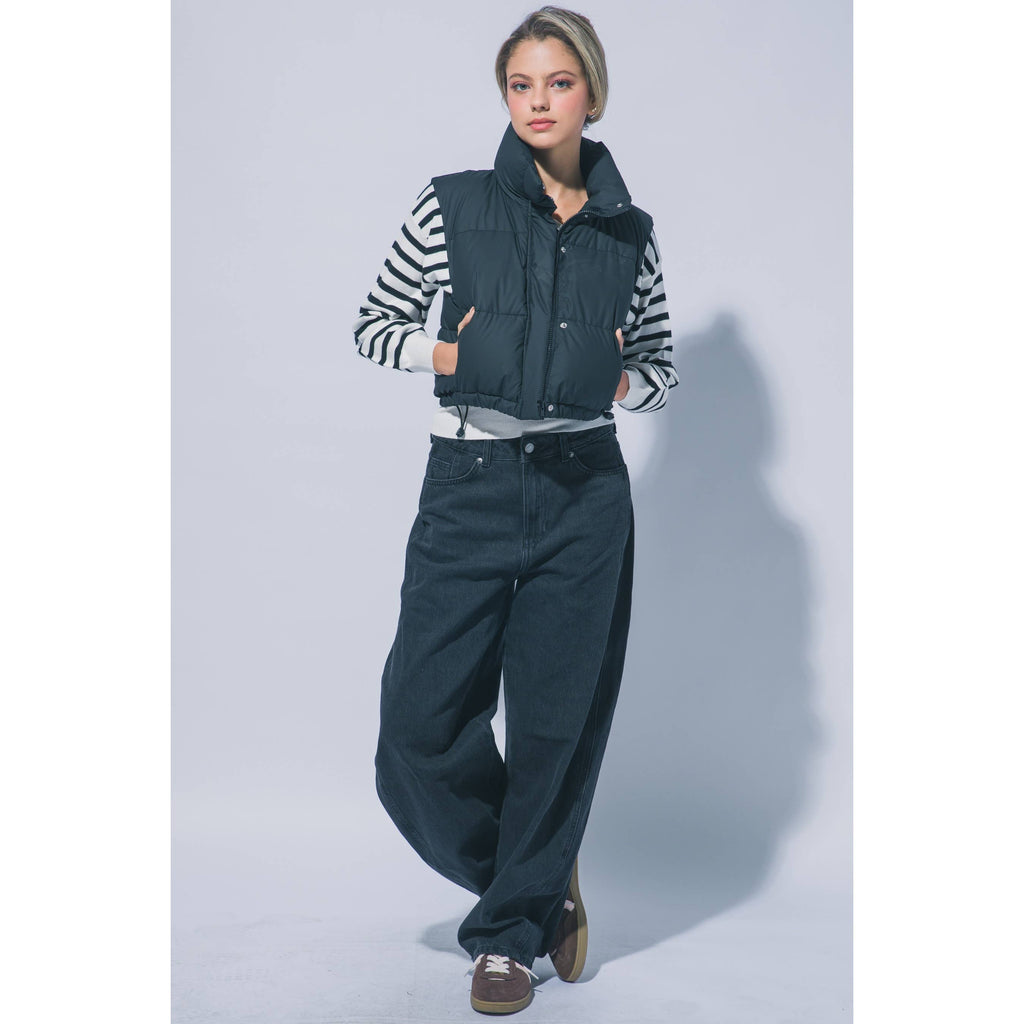 Paperdoll - High Neck Cropped Puffer Vest