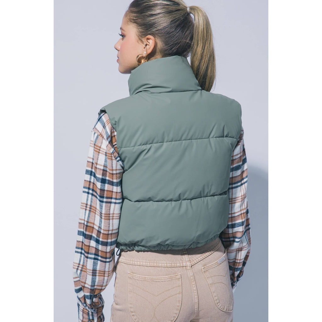 Paperdoll - High Neck Cropped Puffer Vest