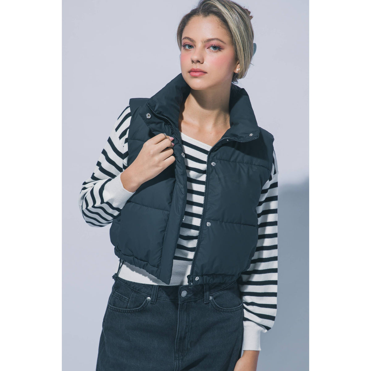 Paperdoll - High Neck Cropped Puffer Vest