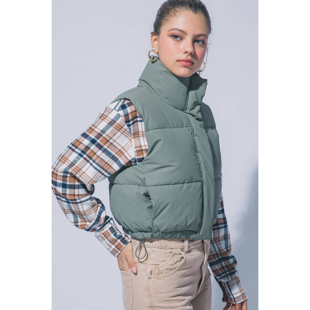 Paperdoll - High Neck Cropped Puffer Vest