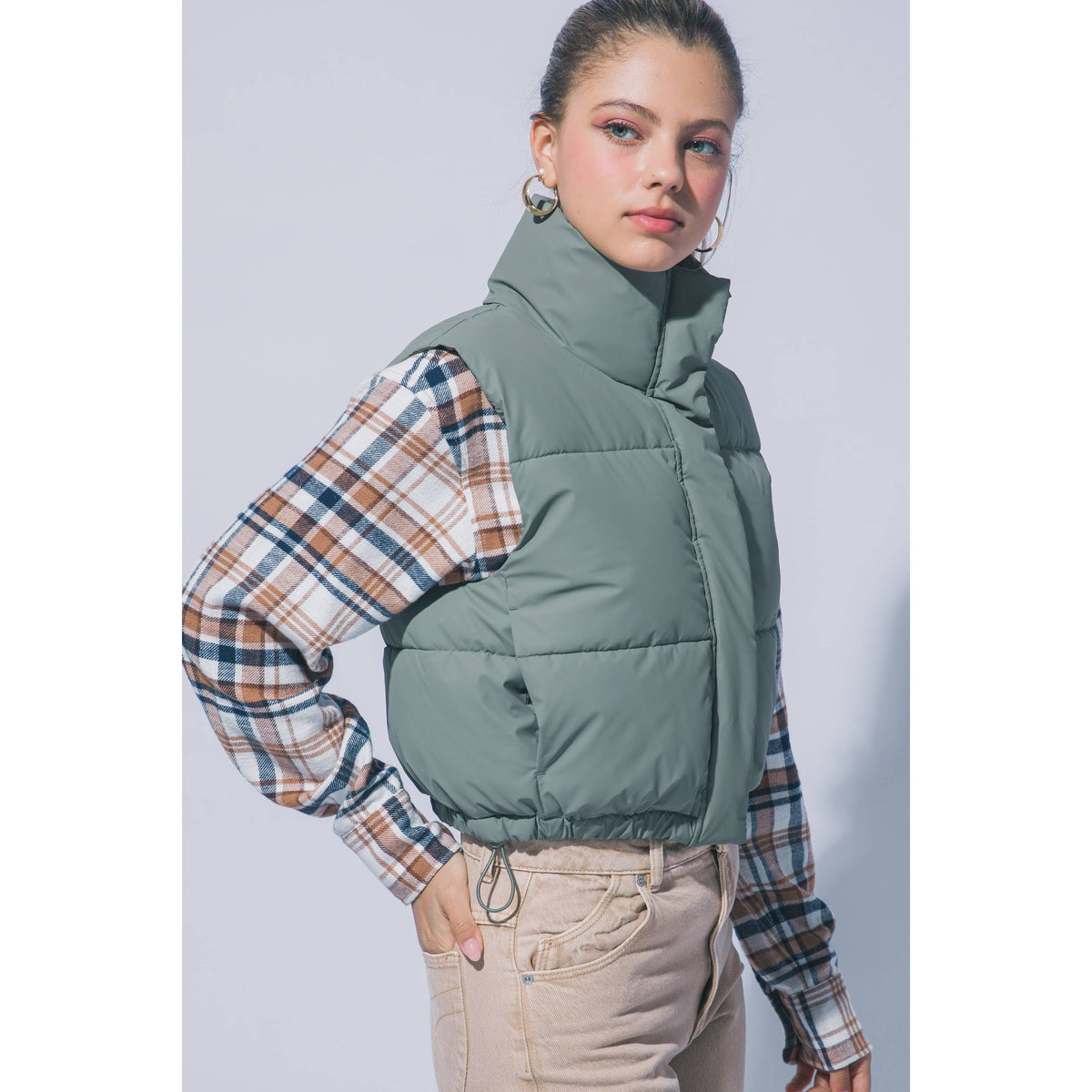 Paperdoll - High Neck Cropped Puffer Vest