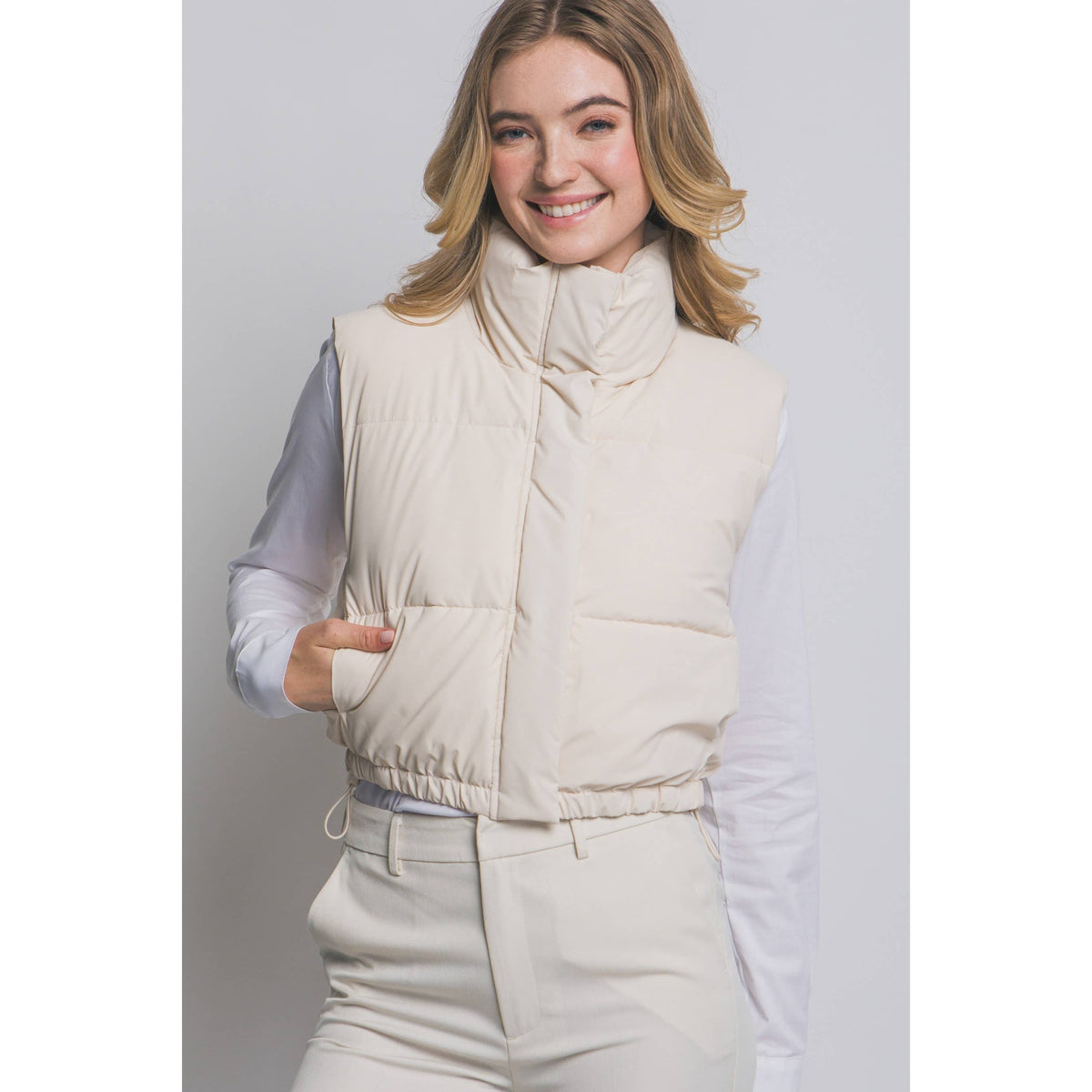 Paperdoll - High Neck Cropped Puffer Vest