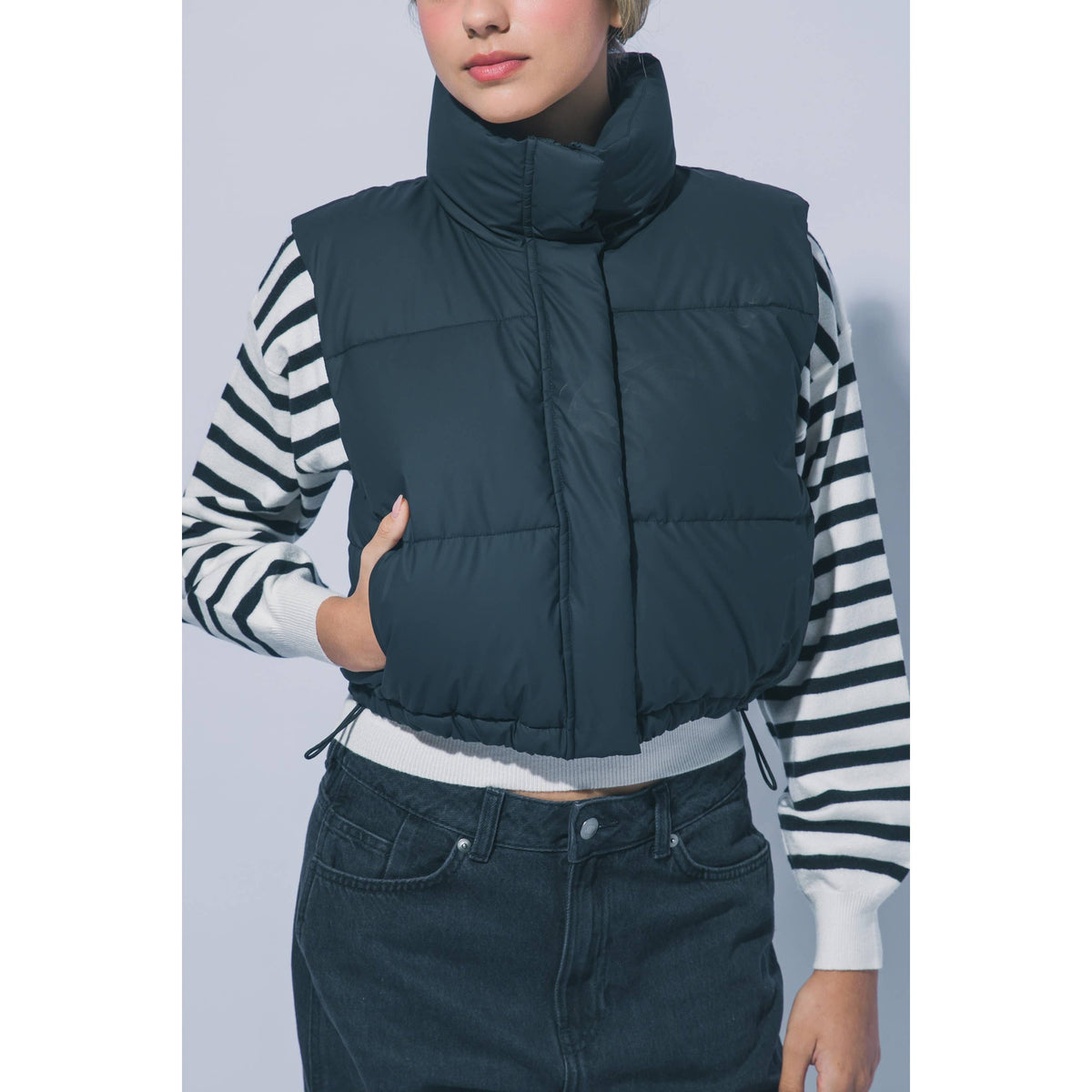 Paperdoll - High Neck Cropped Puffer Vest