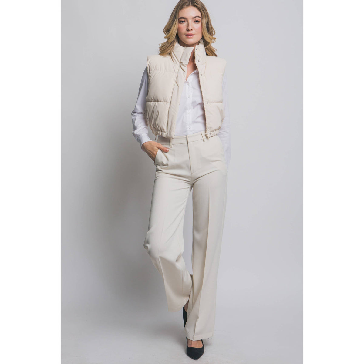 Paperdoll - High Neck Cropped Puffer Vest