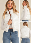 Faux Leather Puffer Vest