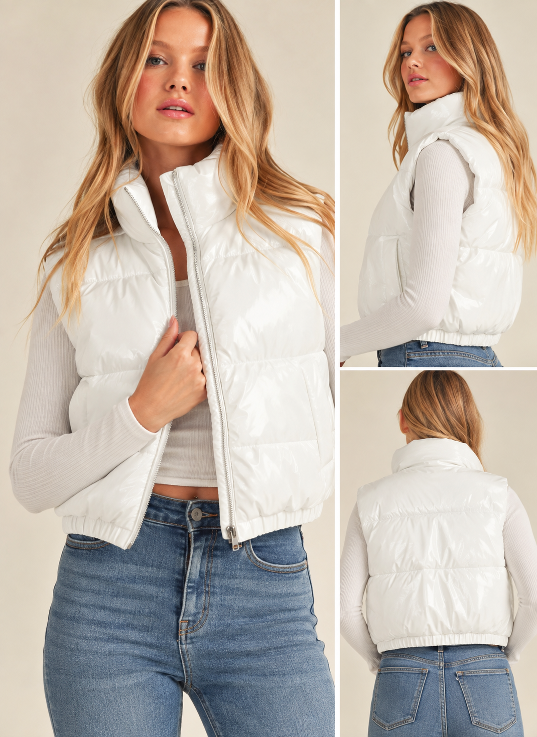 Faux Leather Puffer Vest