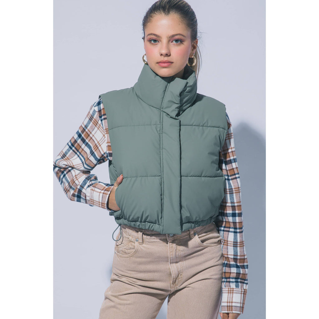 Paperdoll - High Neck Cropped Puffer Vest