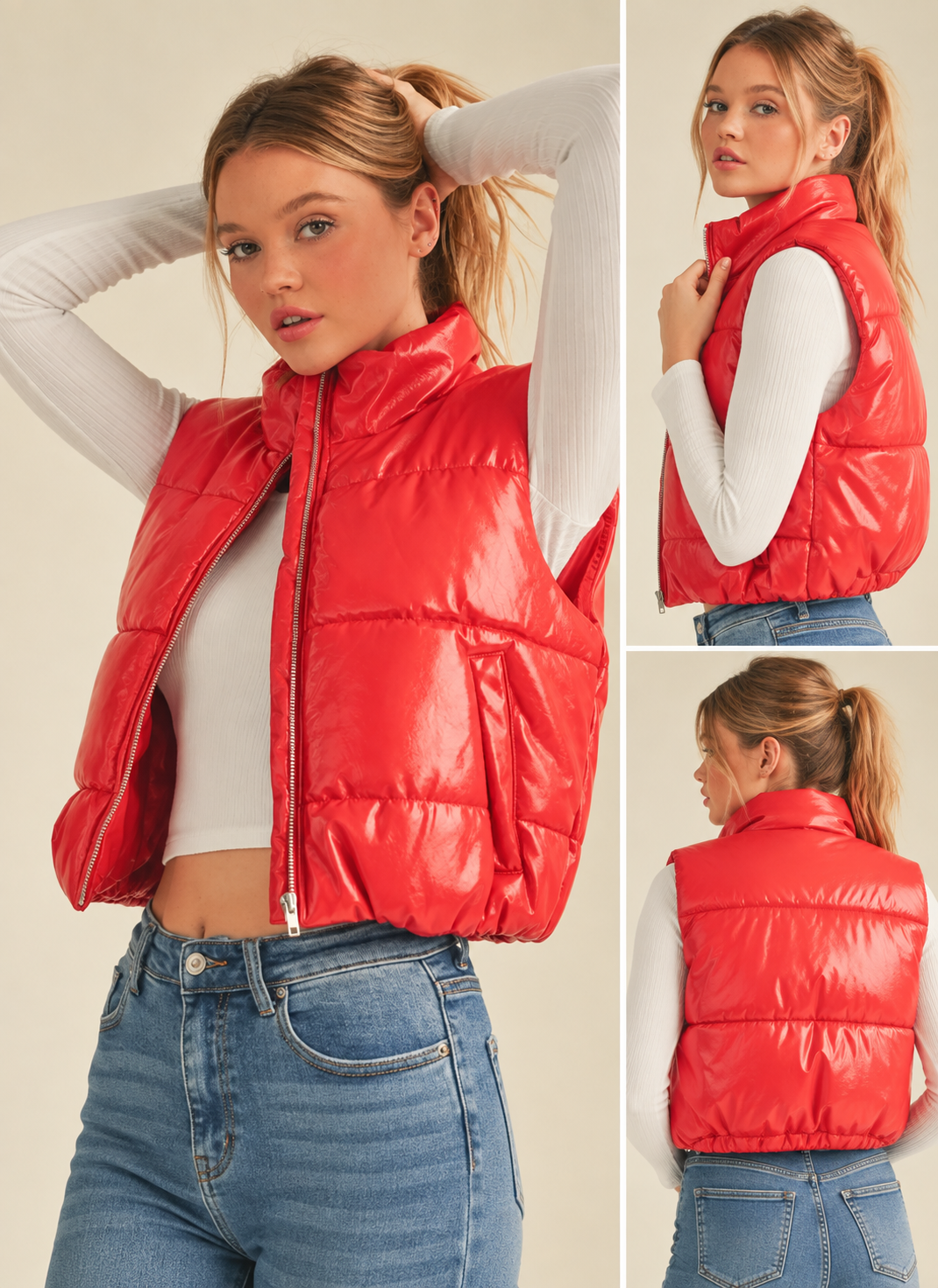 Faux Leather Puffer Vest