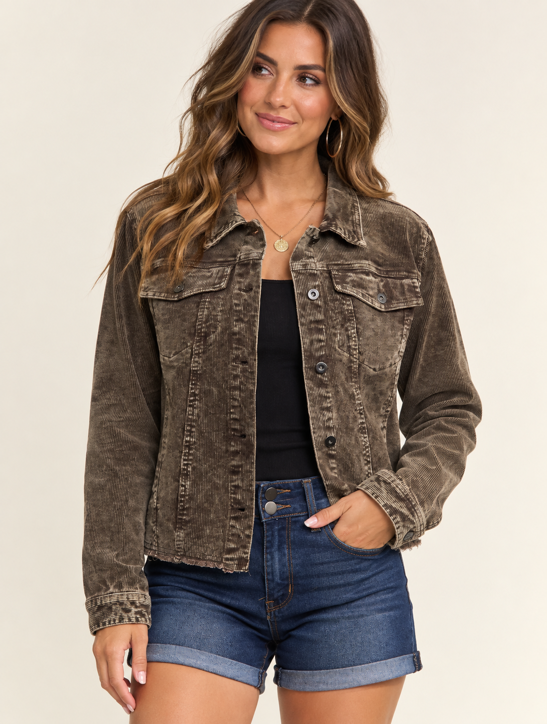 LONG SLV BUTTON DOWN CORDUROY JACKET