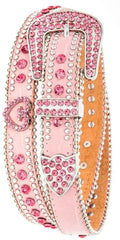 Crystal Heart Studded Leather Belt