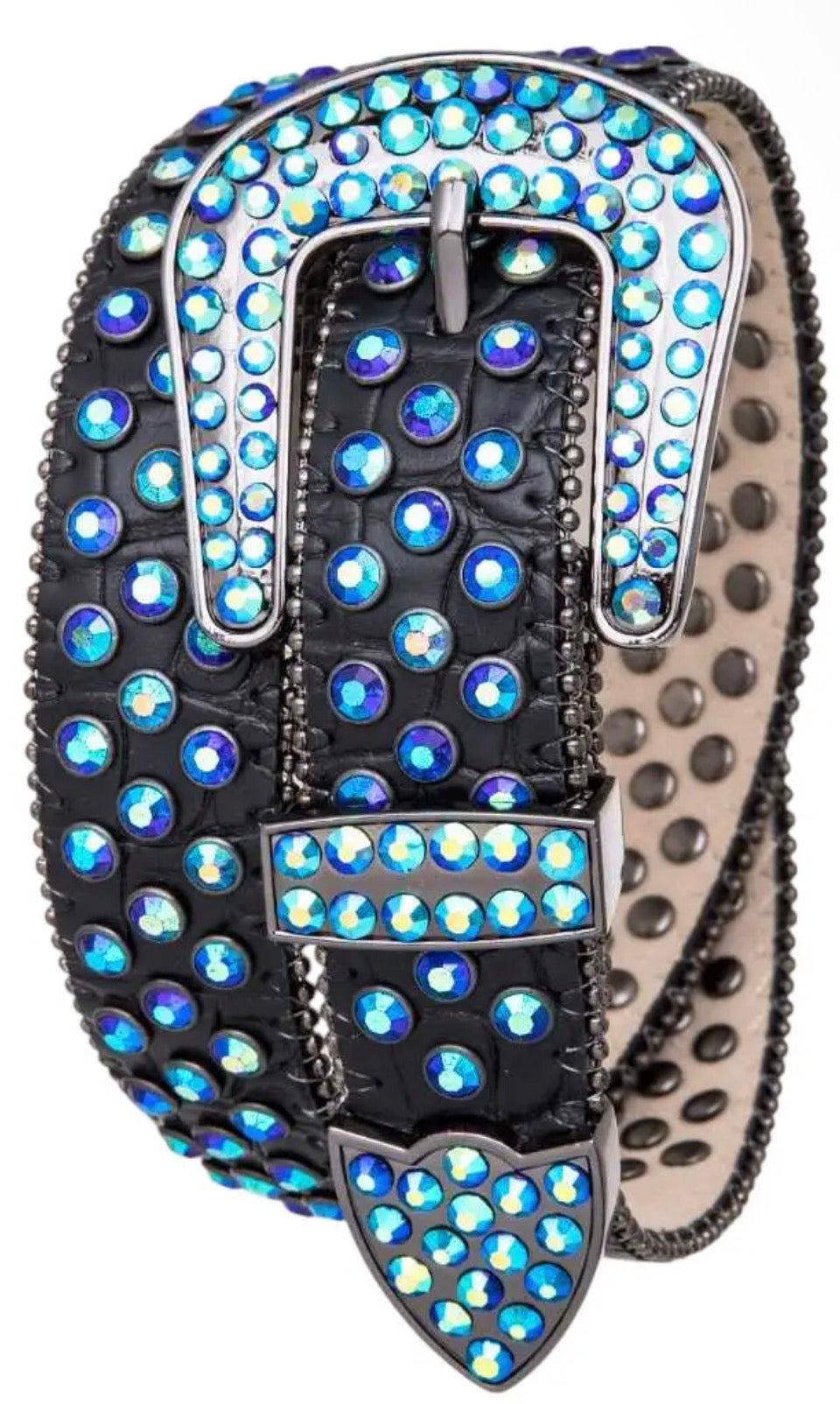 Crystal Studded Leather Belt