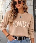 Western HOWDY Letter Crew Neck Sweater
