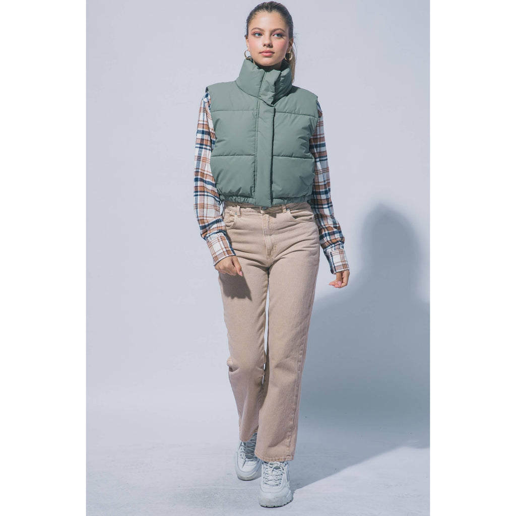 Paperdoll - High Neck Cropped Puffer Vest