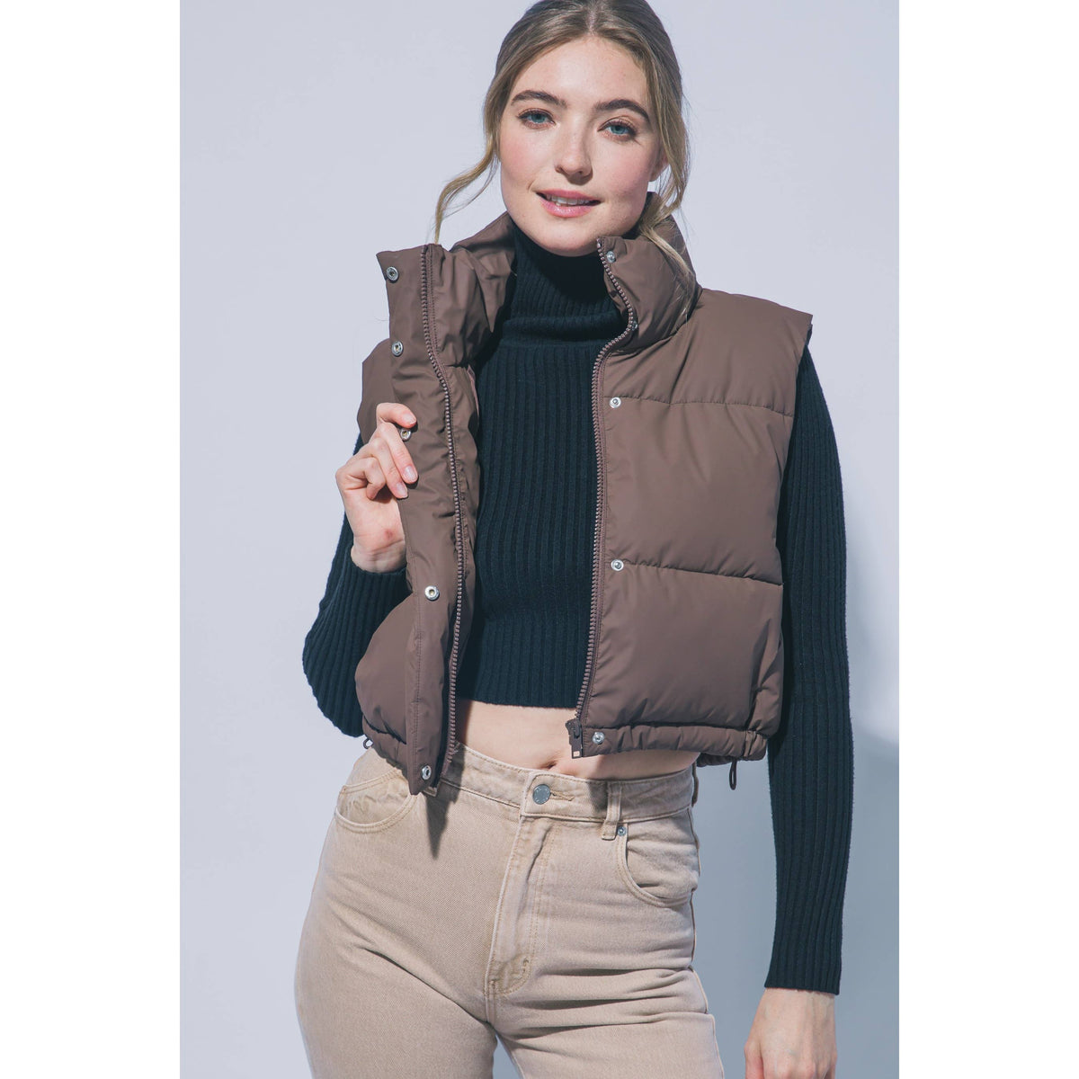 Paperdoll - High Neck Cropped Puffer Vest