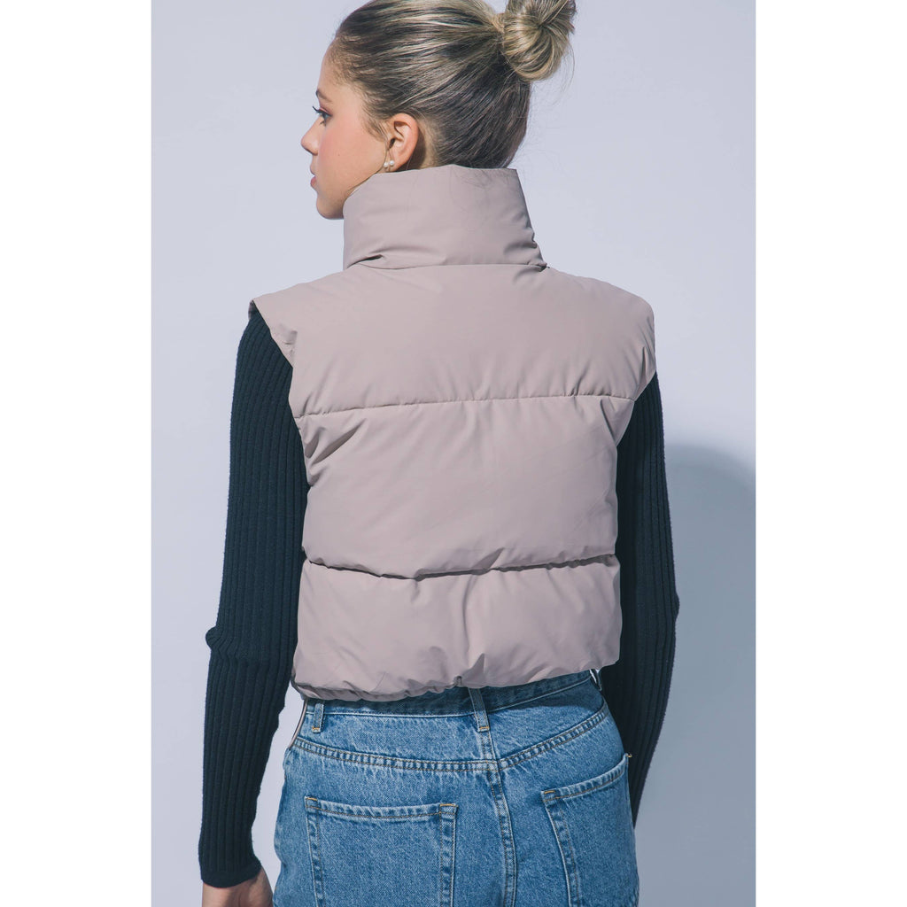 Paperdoll - High Neck Cropped Puffer Vest