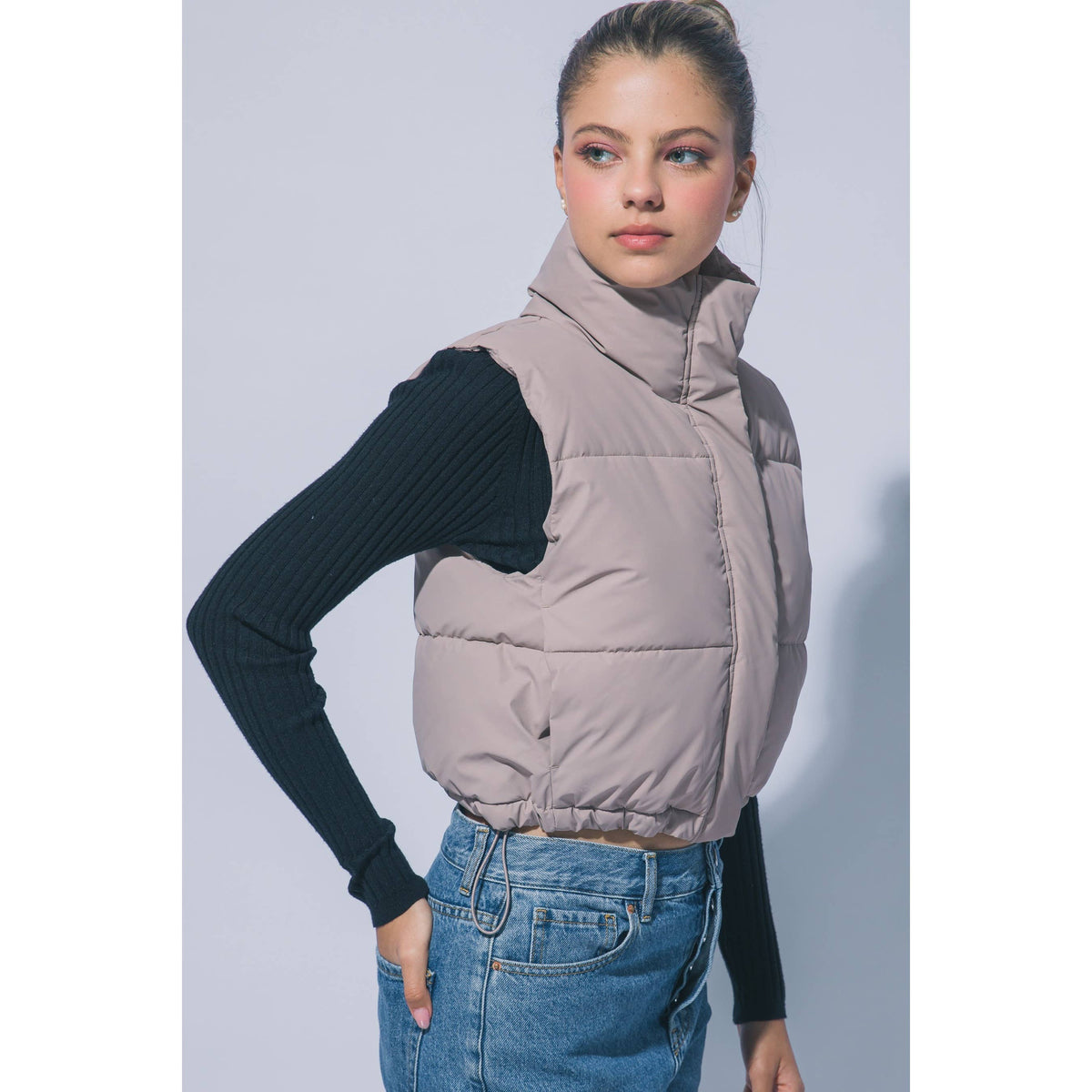 Paperdoll - High Neck Cropped Puffer Vest