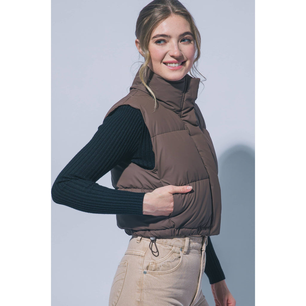 Paperdoll - High Neck Cropped Puffer Vest