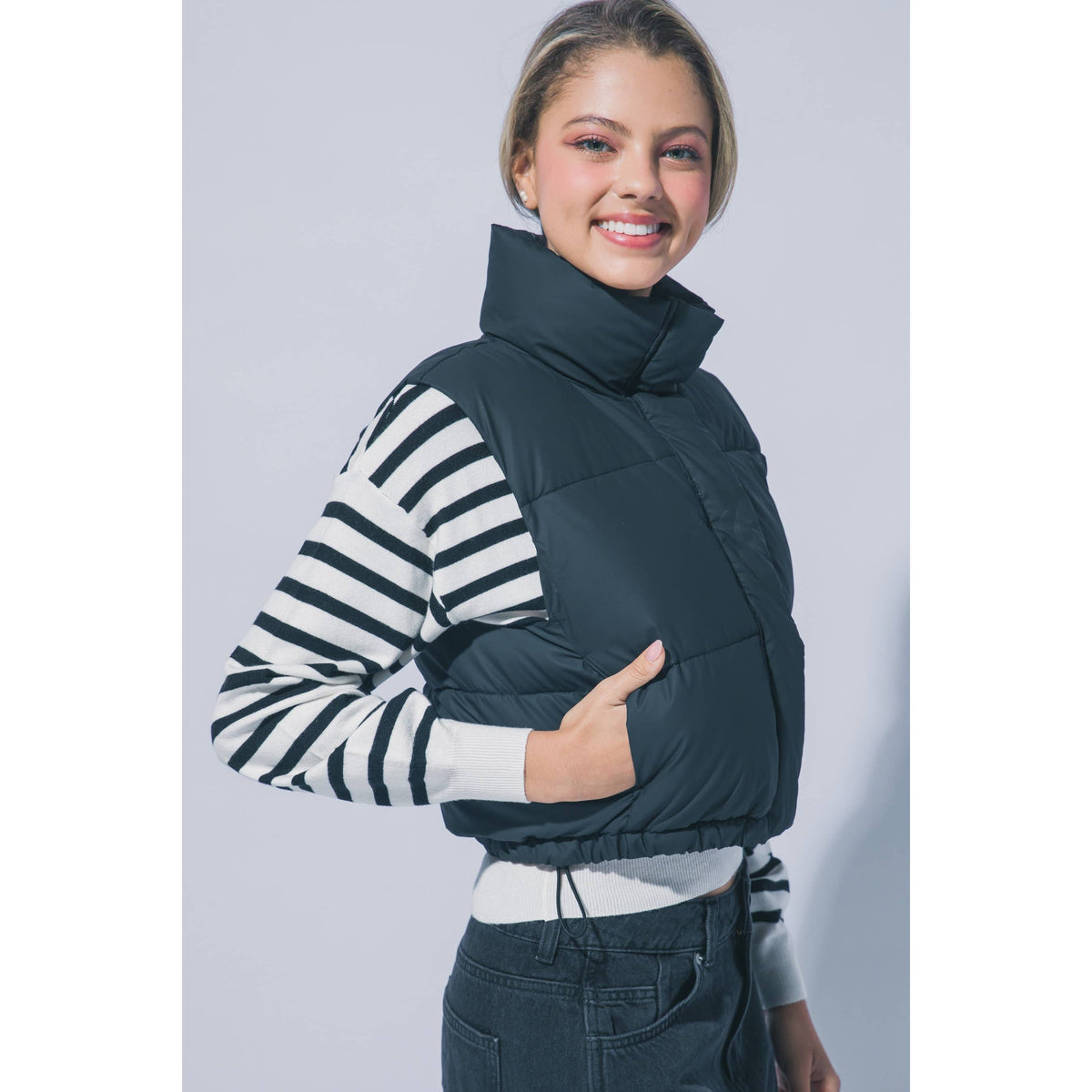Paperdoll - High Neck Cropped Puffer Vest